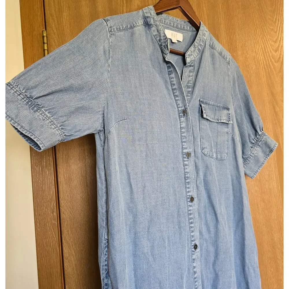 Kut From the Kloth Bruna Denim Chambray Button Front Shirt Dress